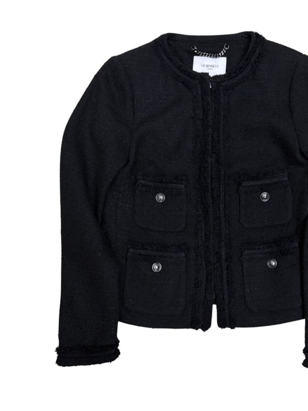 LK Bennett Tweed Black Jacket Luxury Designer Business Casual Coat Womens 4